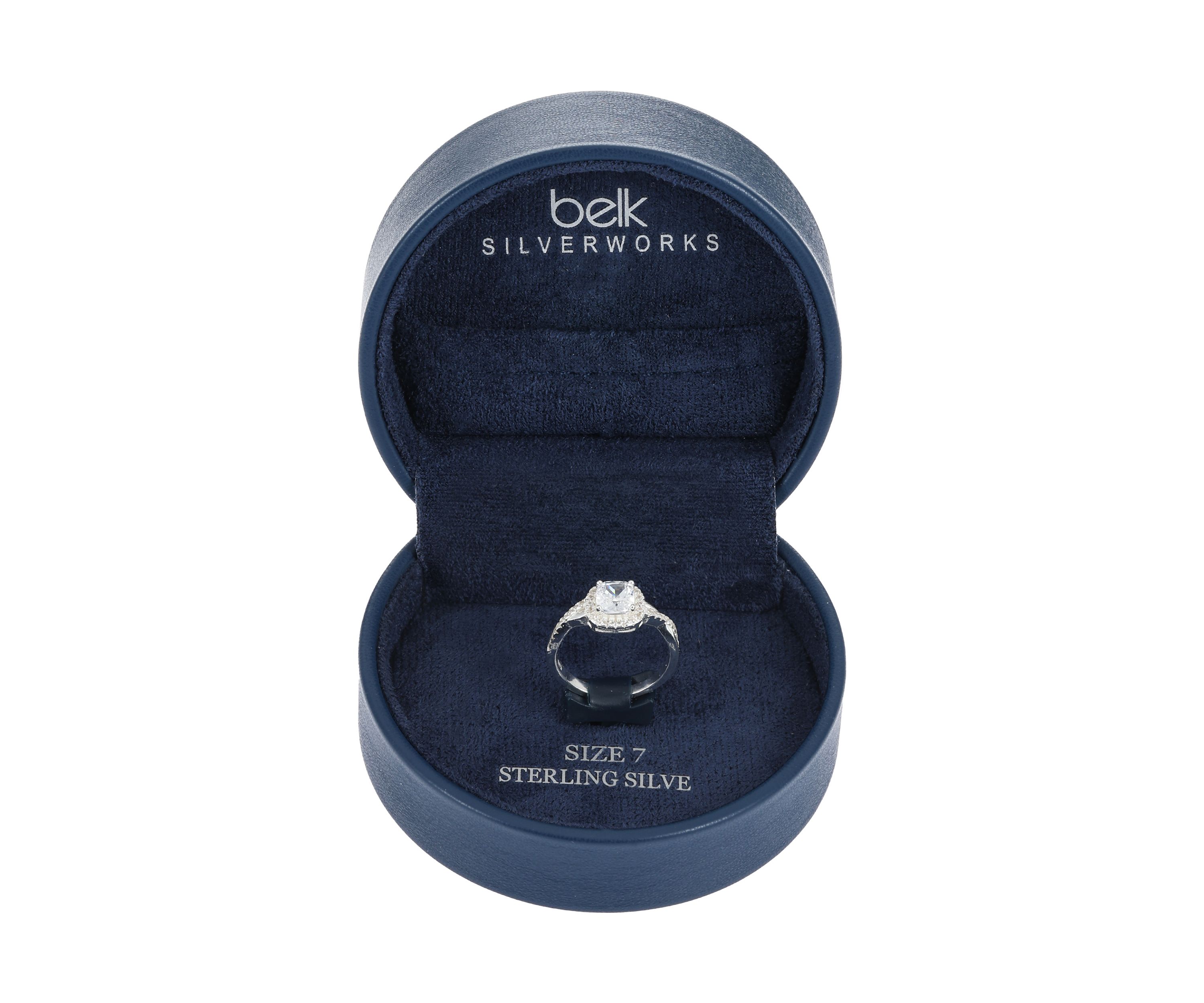 Lab Created Sterling Silver Cushion Cut CZ Twist Band Ring