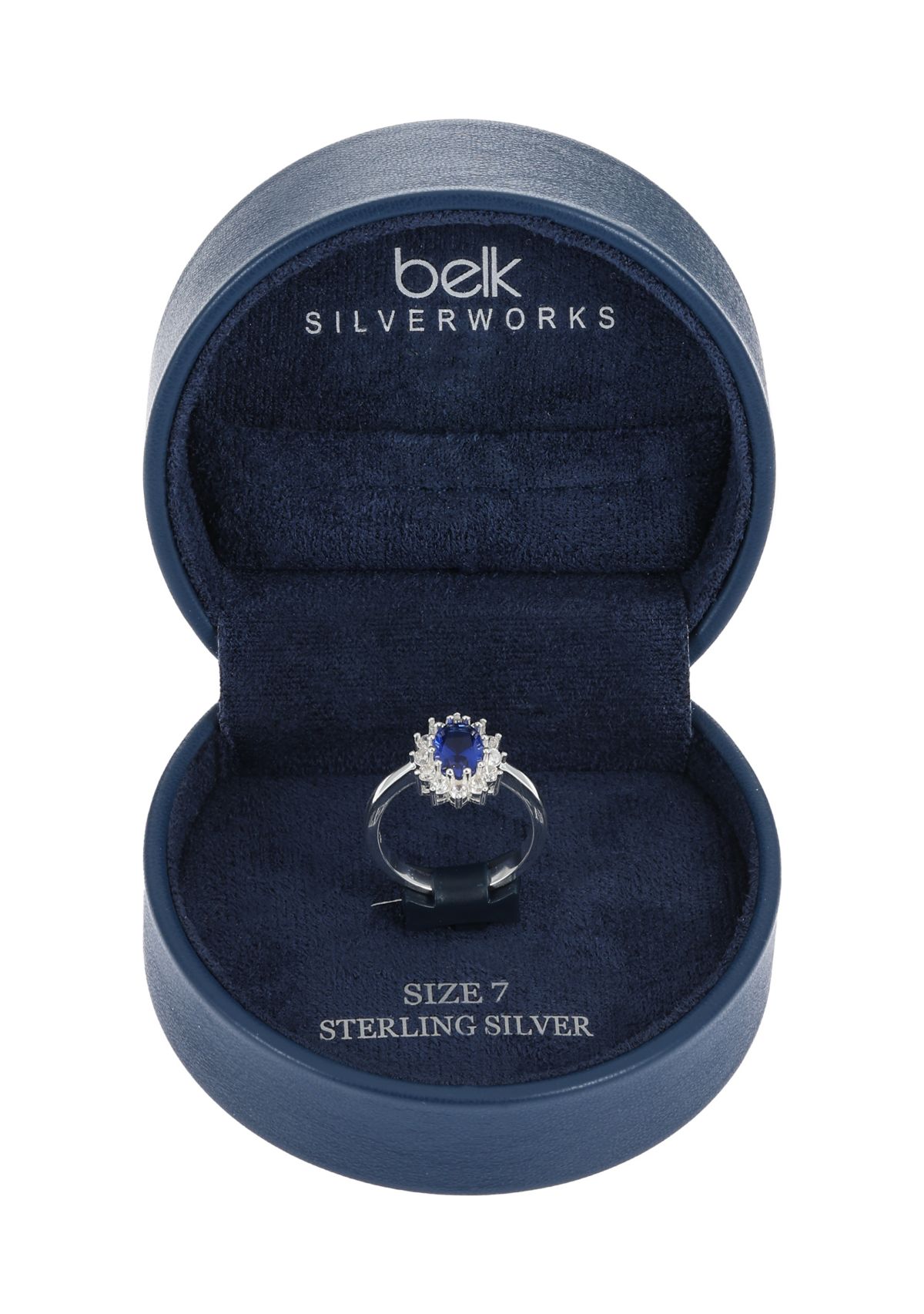 Lab Created Sterling Silver Oval Montana Blue Cubic Zirconia  with Halo Ring