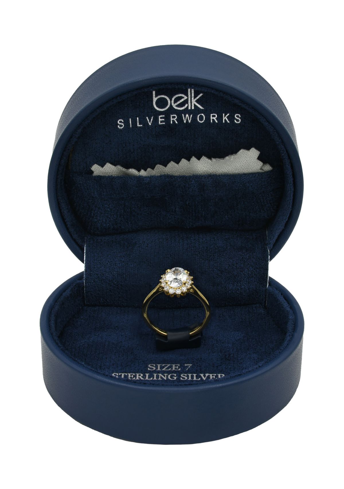 Lab Grown Round Cubic Zirconia with Halo Ring in Gold over Sterling Silver