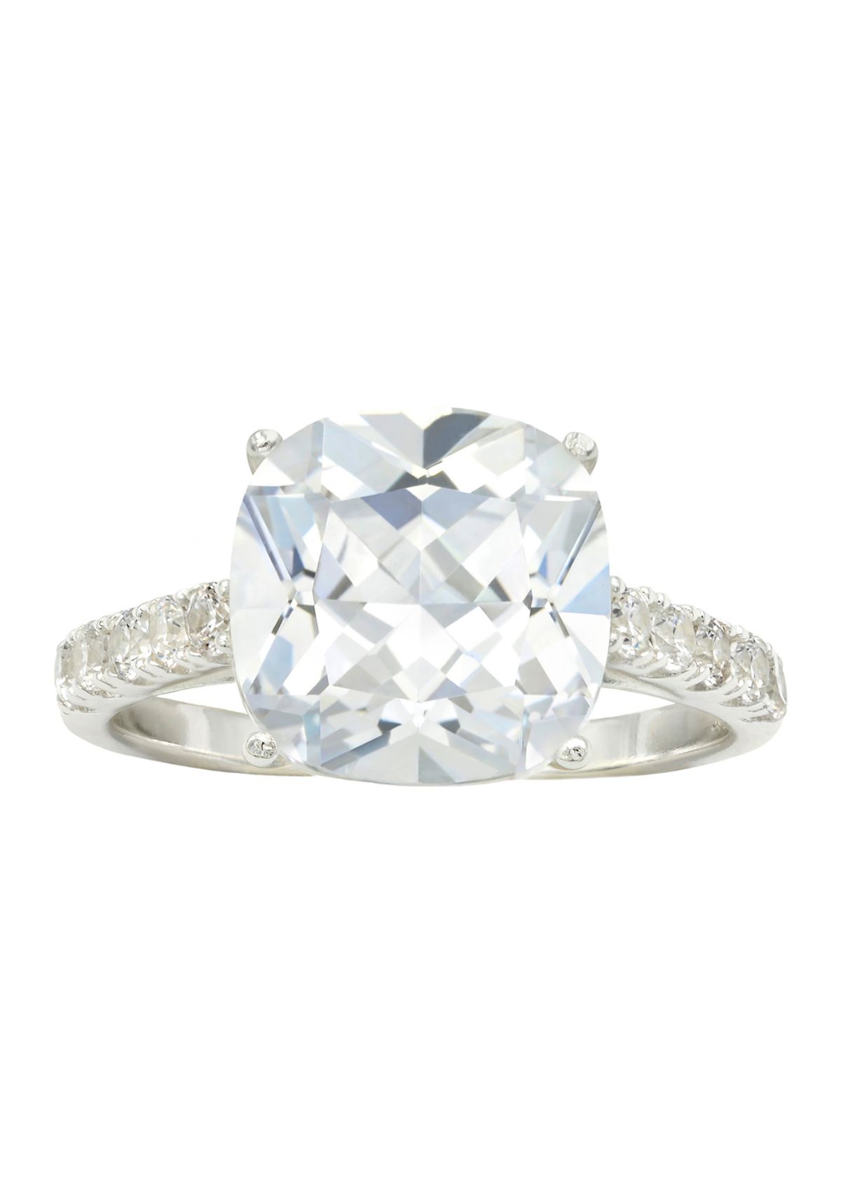 Lab Grown Ascher Cut Cubic Zirconia Pavé Band Ring in Sterling Silver