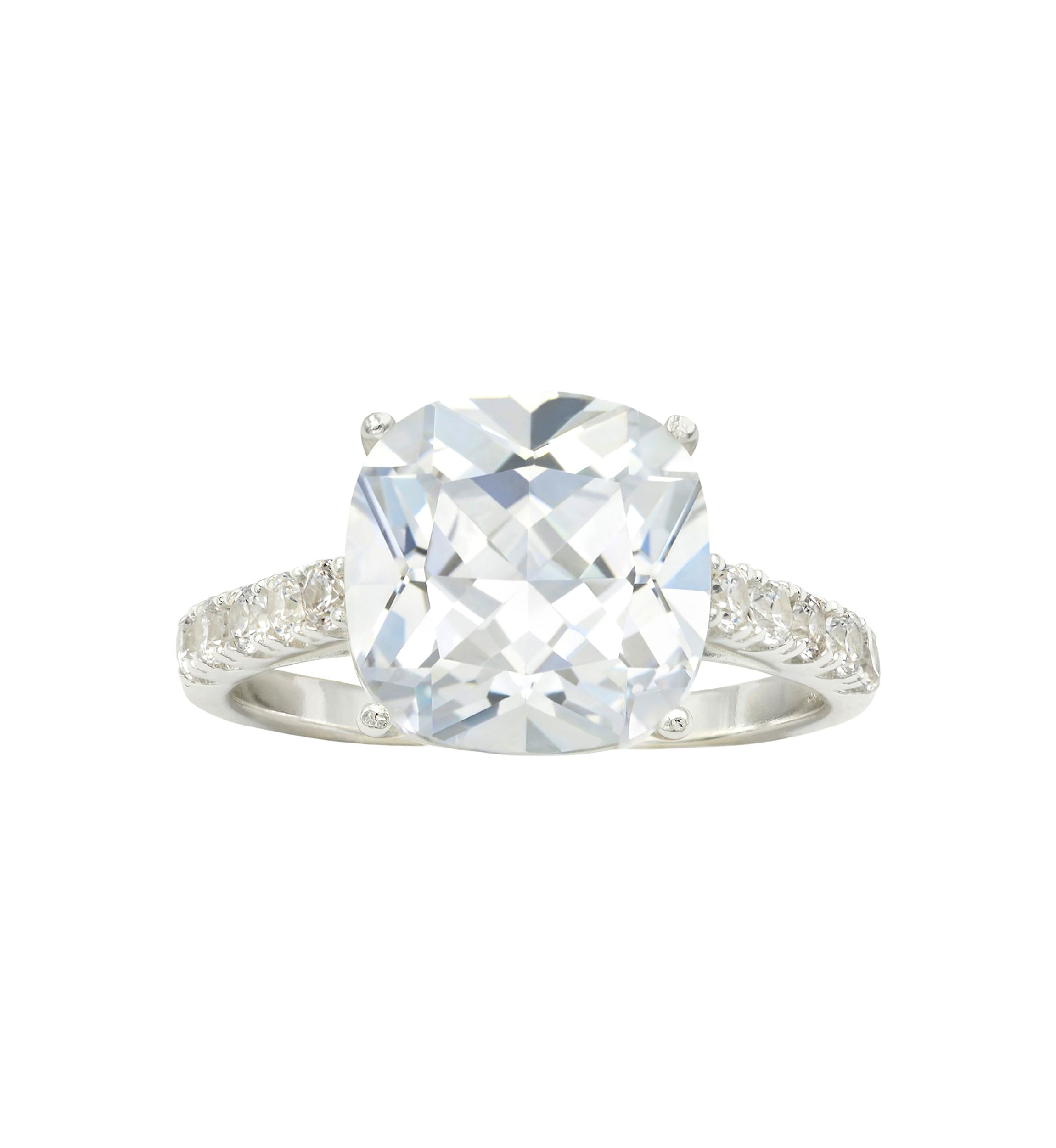 Lab Grown Ascher Cut Cubic Zirconia Pavé Band Ring in Sterling Silver