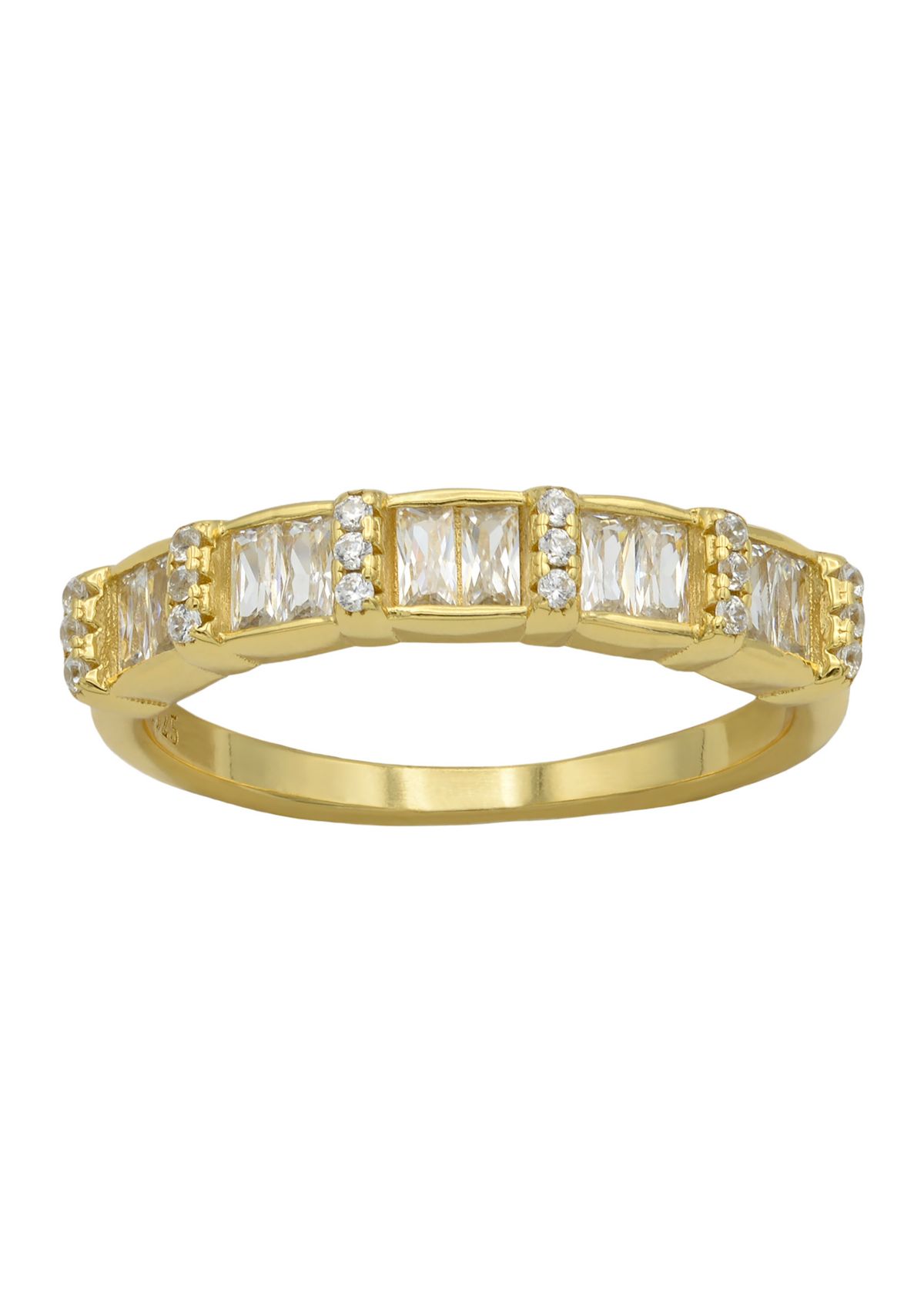 Lab Grown Princess Round Cubic Zirconia Eternity Band Ring in Gold Over Sterling Silver