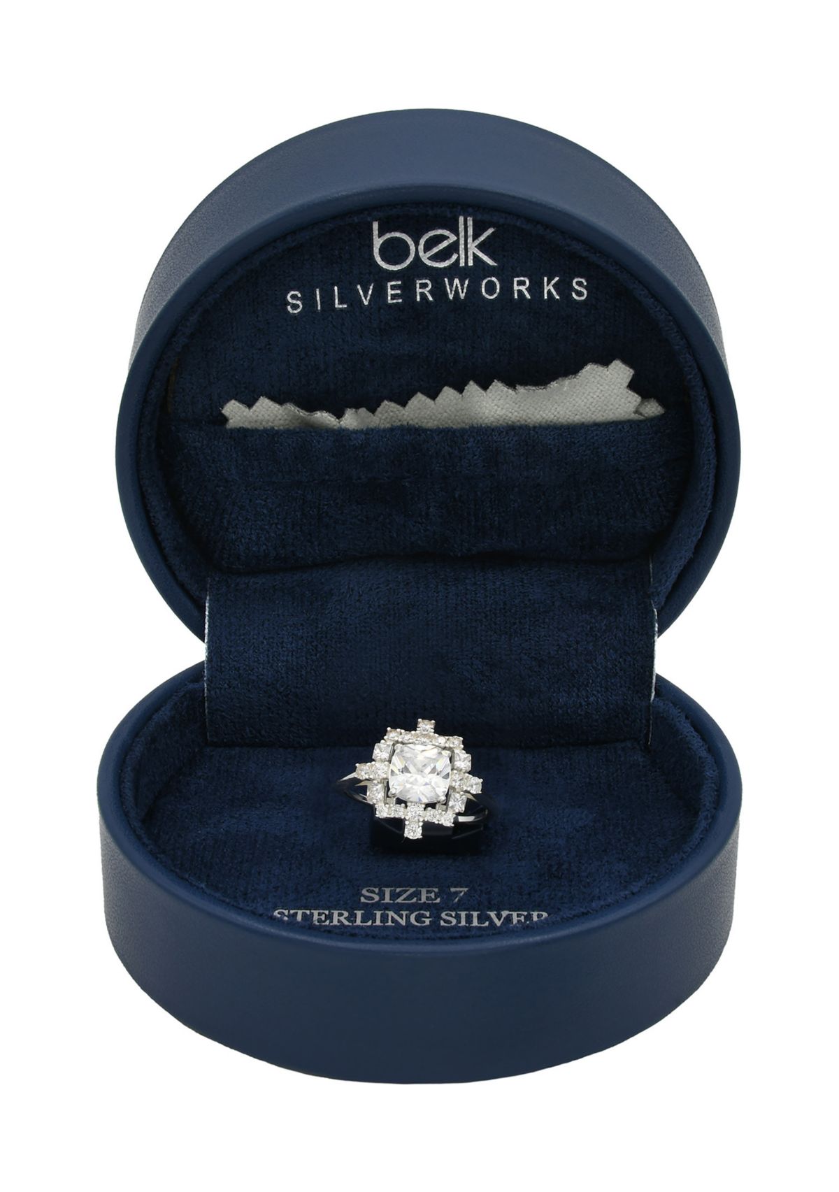 Lab Grown Cushion Cut Cubic Zirconia with Cluster Pavé Halo Ring in Sterling Silver