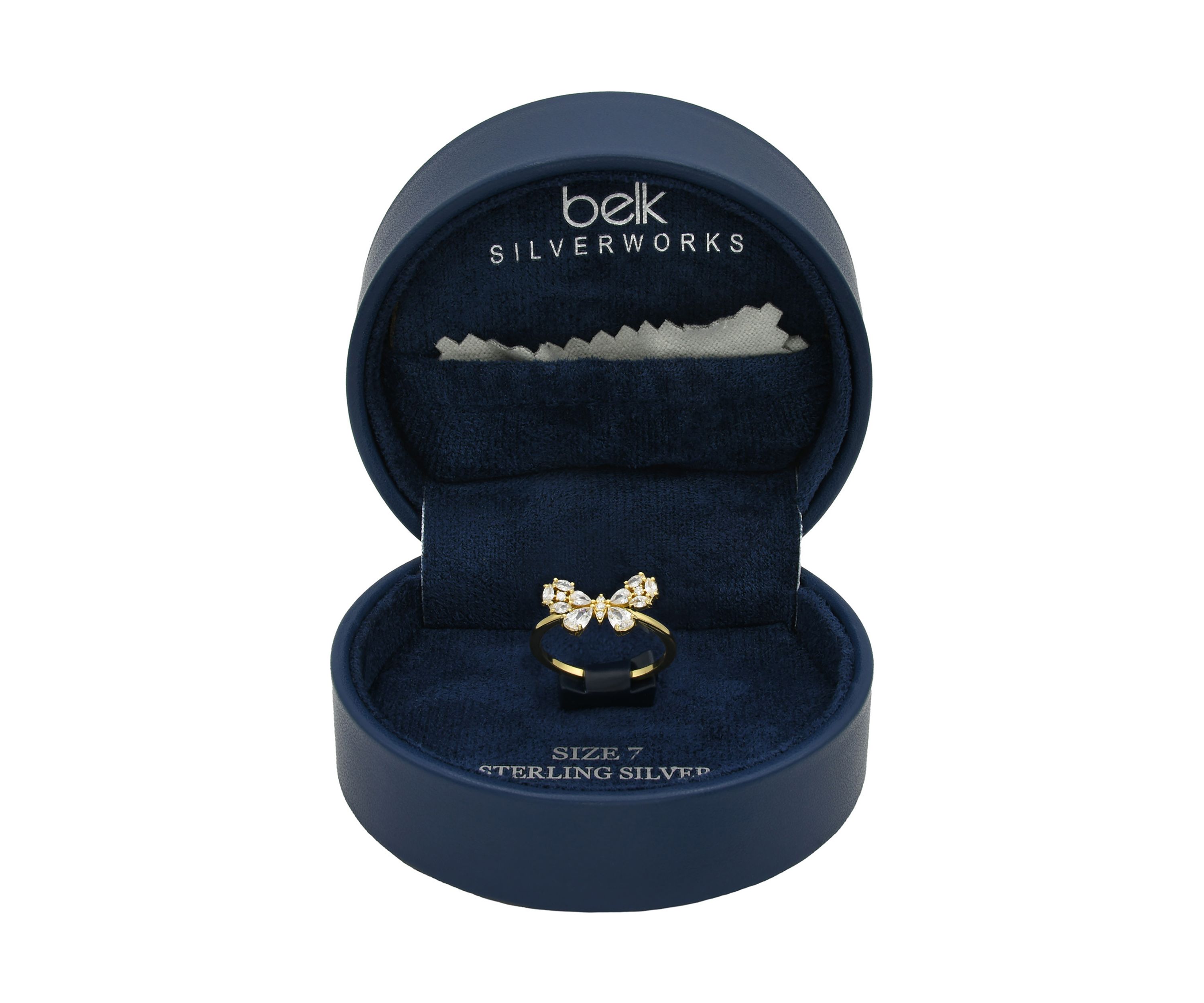 Lab Grown Pear Cubic Zirconia Cluster Bow Ring in Gold Over Sterling Silver