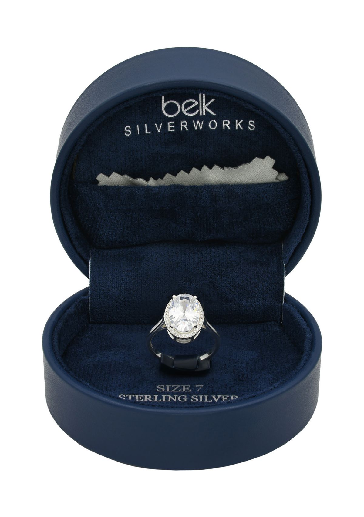 Lab Grown Oval Cubic Zirconia with Pavé Halo Ring in Sterling Silver