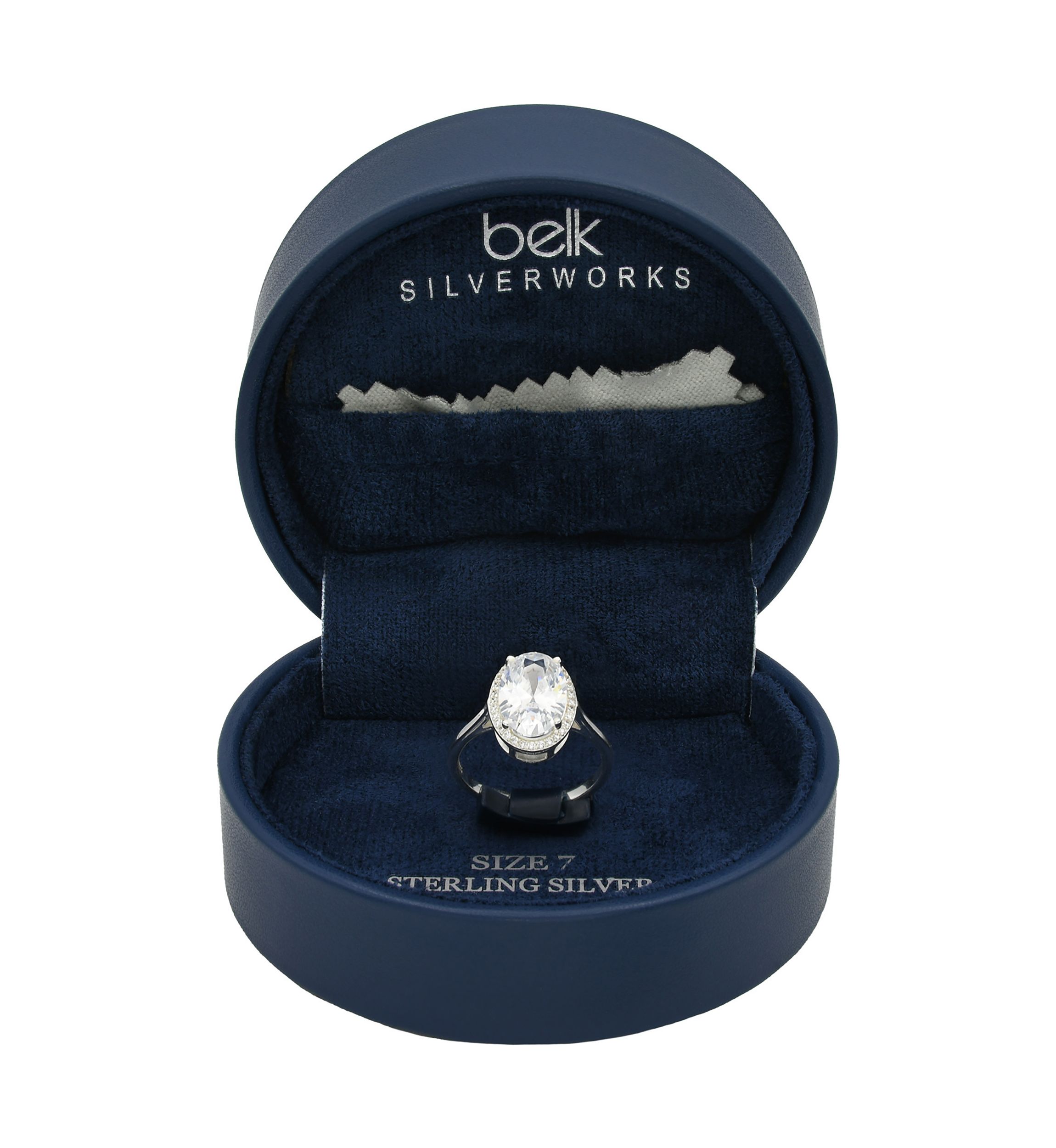 Lab Grown Oval Cubic Zirconia with Pavé Halo Ring in Sterling Silver