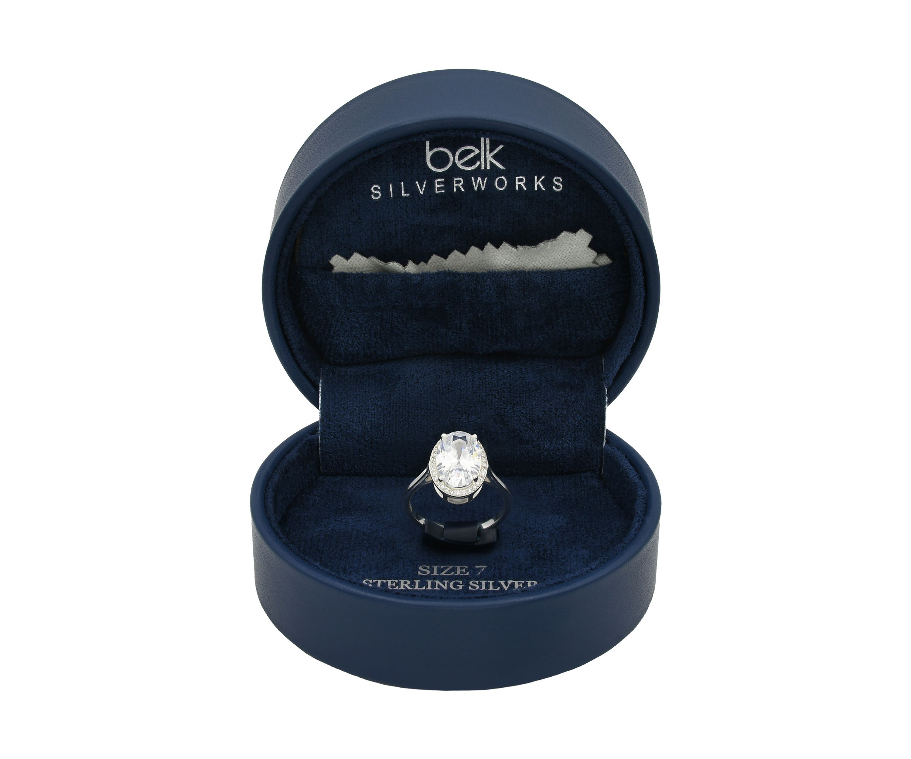 Lab Grown Oval Cubic Zirconia with Pavé Halo Ring in Sterling Silver