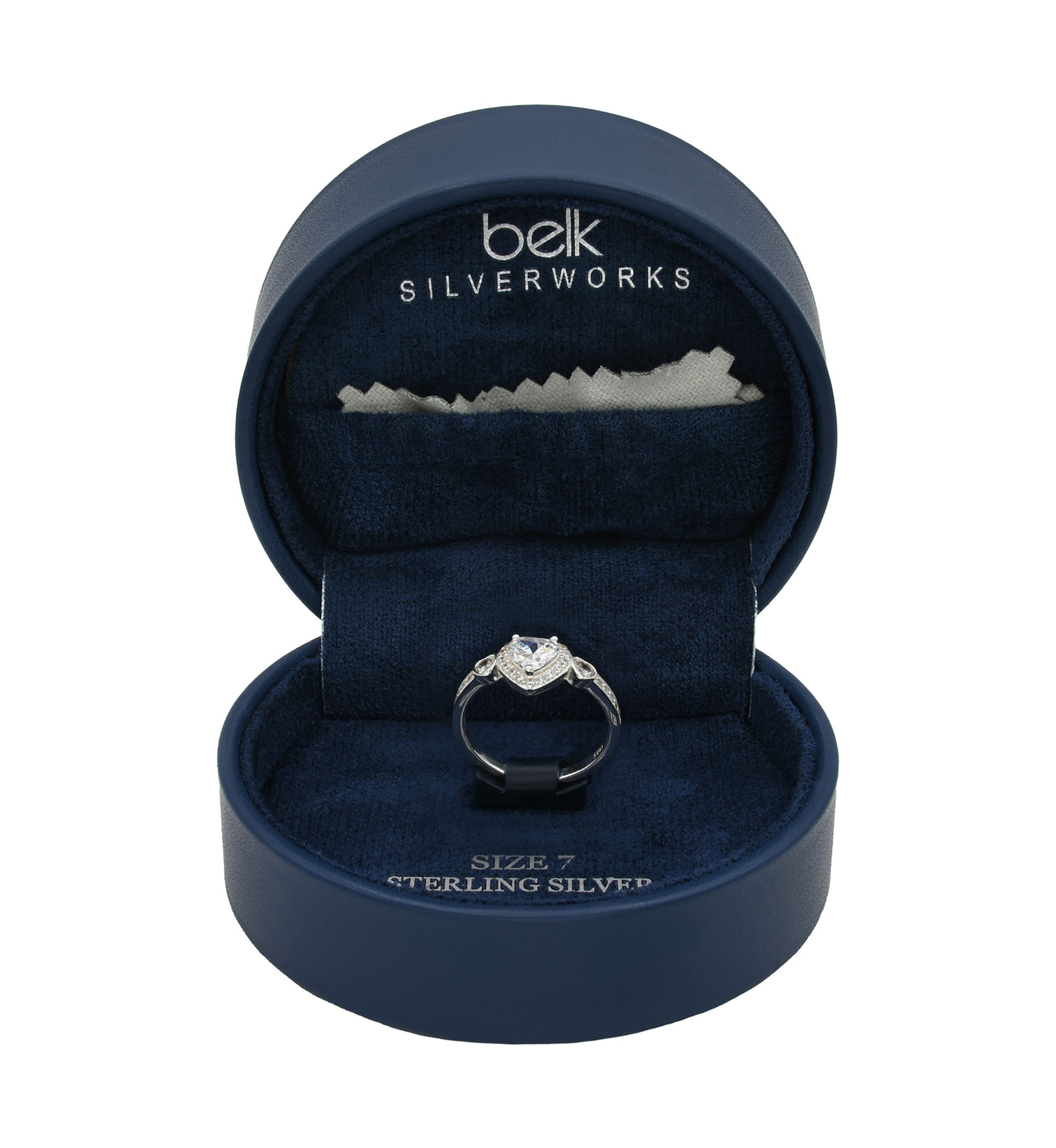 Lab Grown Cubic Zirconia Heart with Bezel Heart and Pavé Band Ring in Sterling Silver