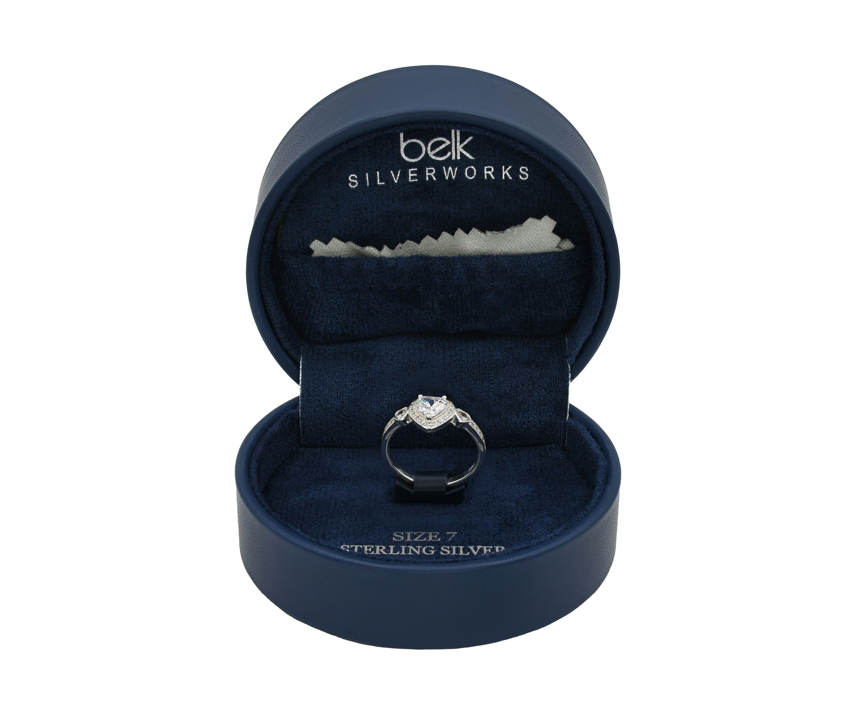 Lab Grown Cubic Zirconia Heart with Bezel Heart and Pavé Band Ring in Sterling Silver