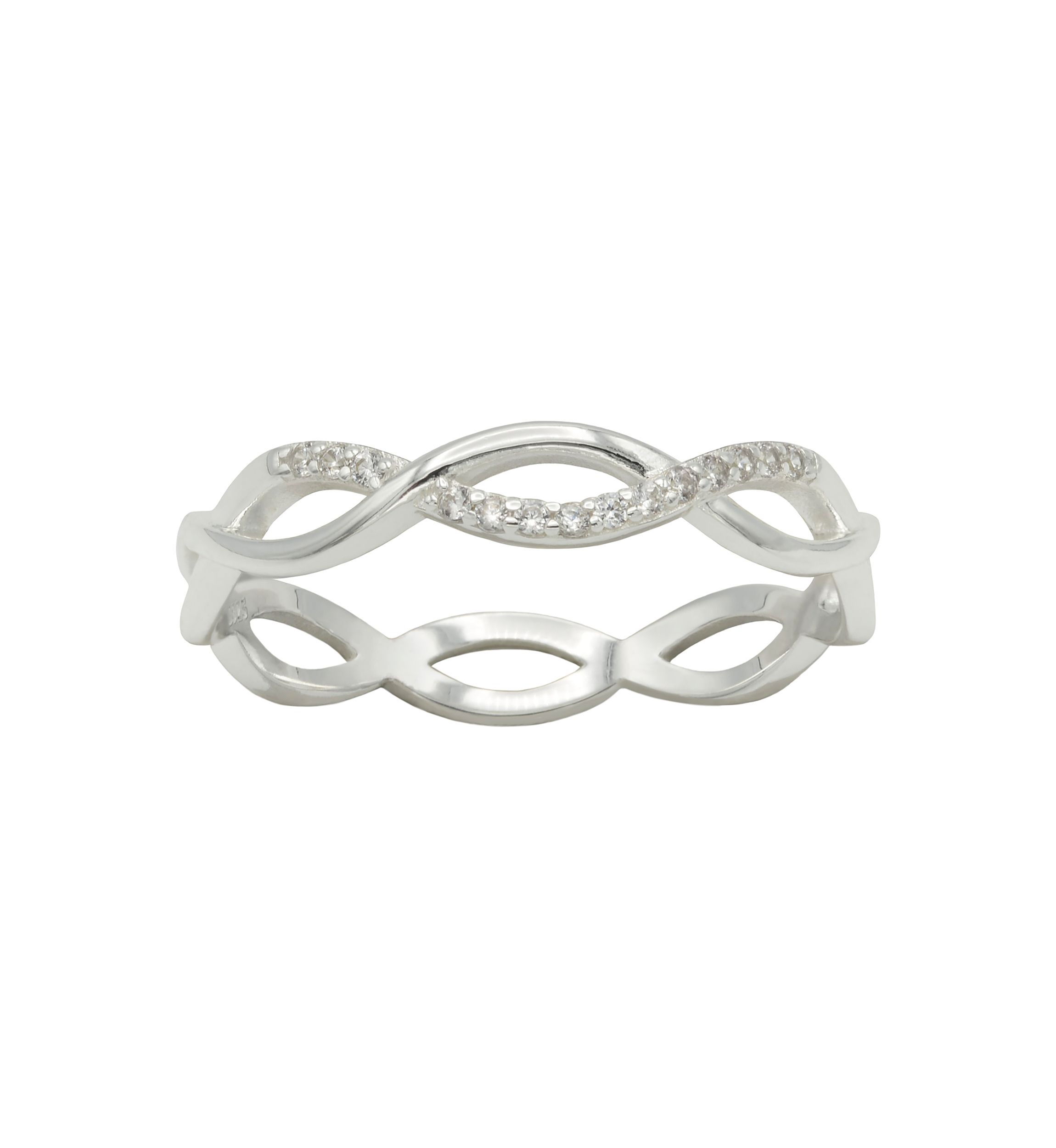 Lab Grown Pavé Cubic Zirconia Open Infinity Band Ring in Sterling Silver