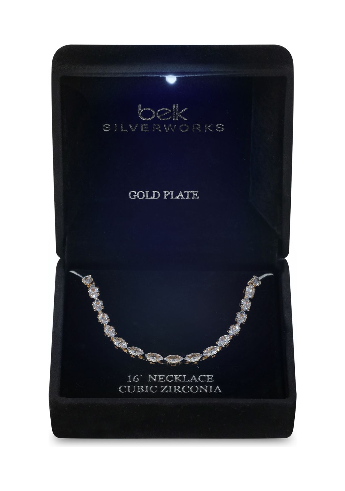 Lab Created Gold Tone Marquis CZ Tennis Necklace