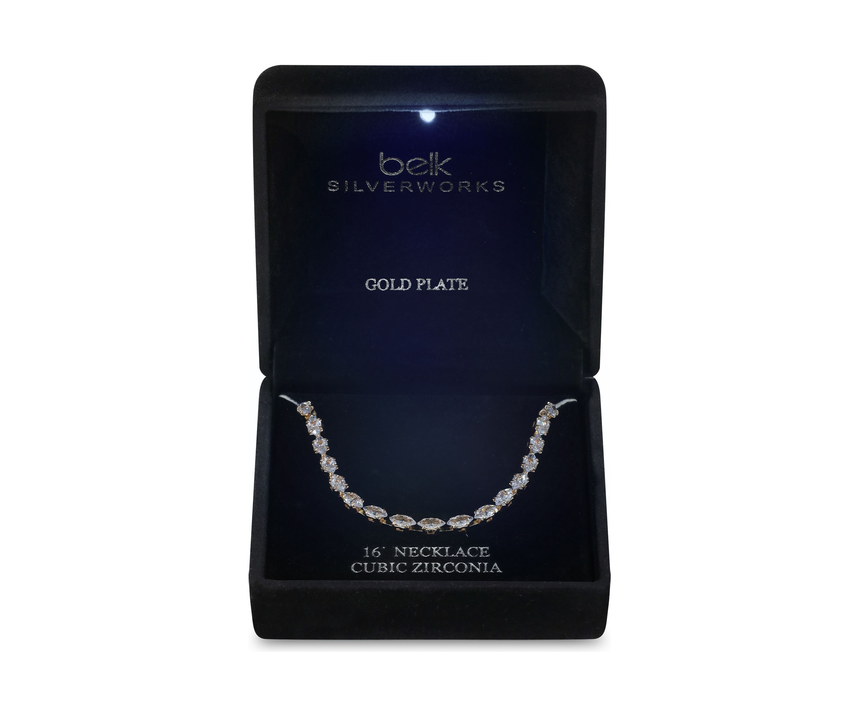Lab Created Gold Tone Marquis CZ Tennis Necklace