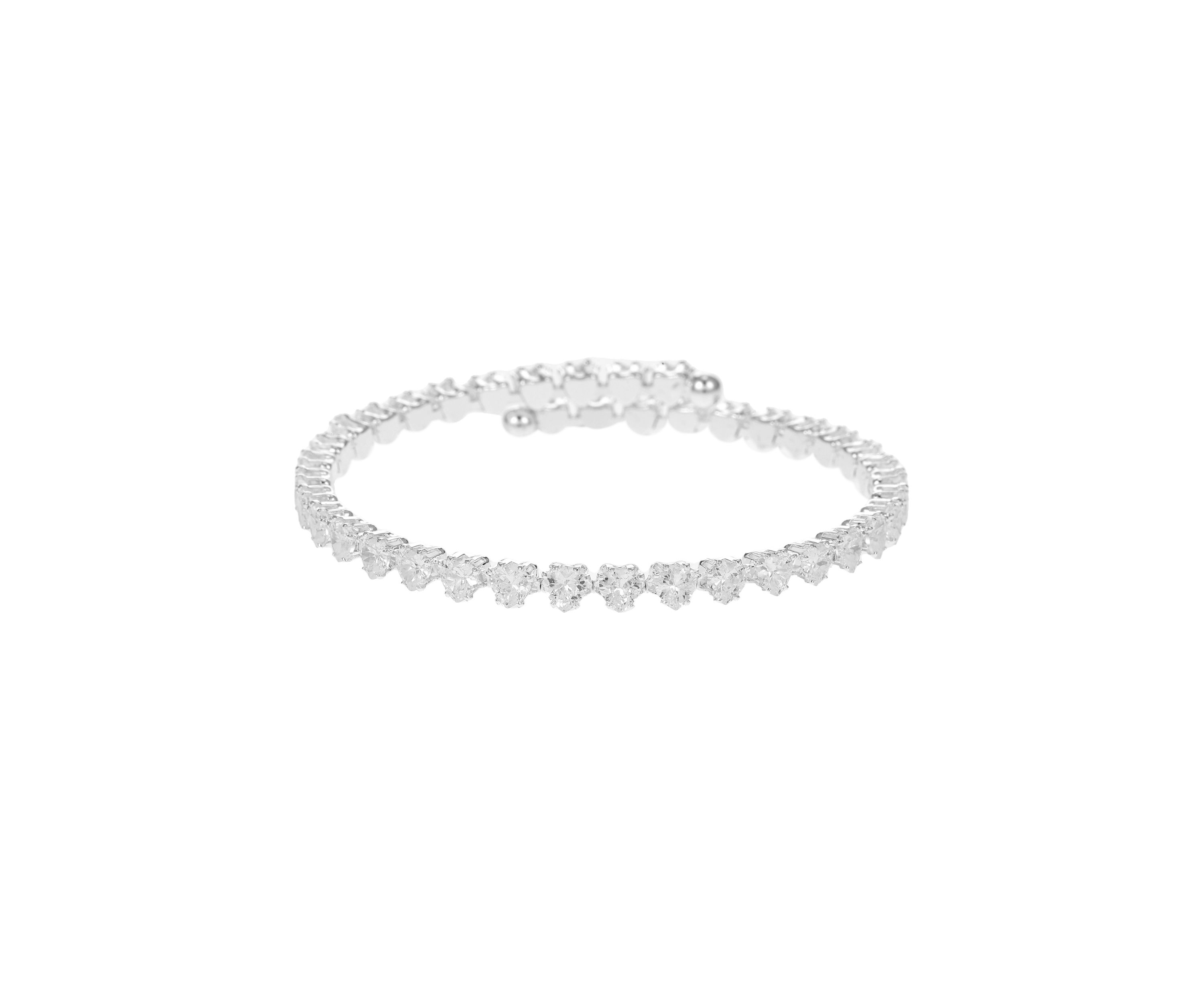 Lab Grown Heart Shaped Cubic Zirconia Coil Tennis Bracelet