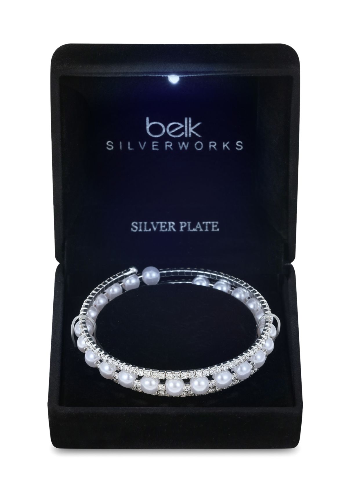 Lab Grown Genuine Crystal and Pearl Coil Tennis Bracelet