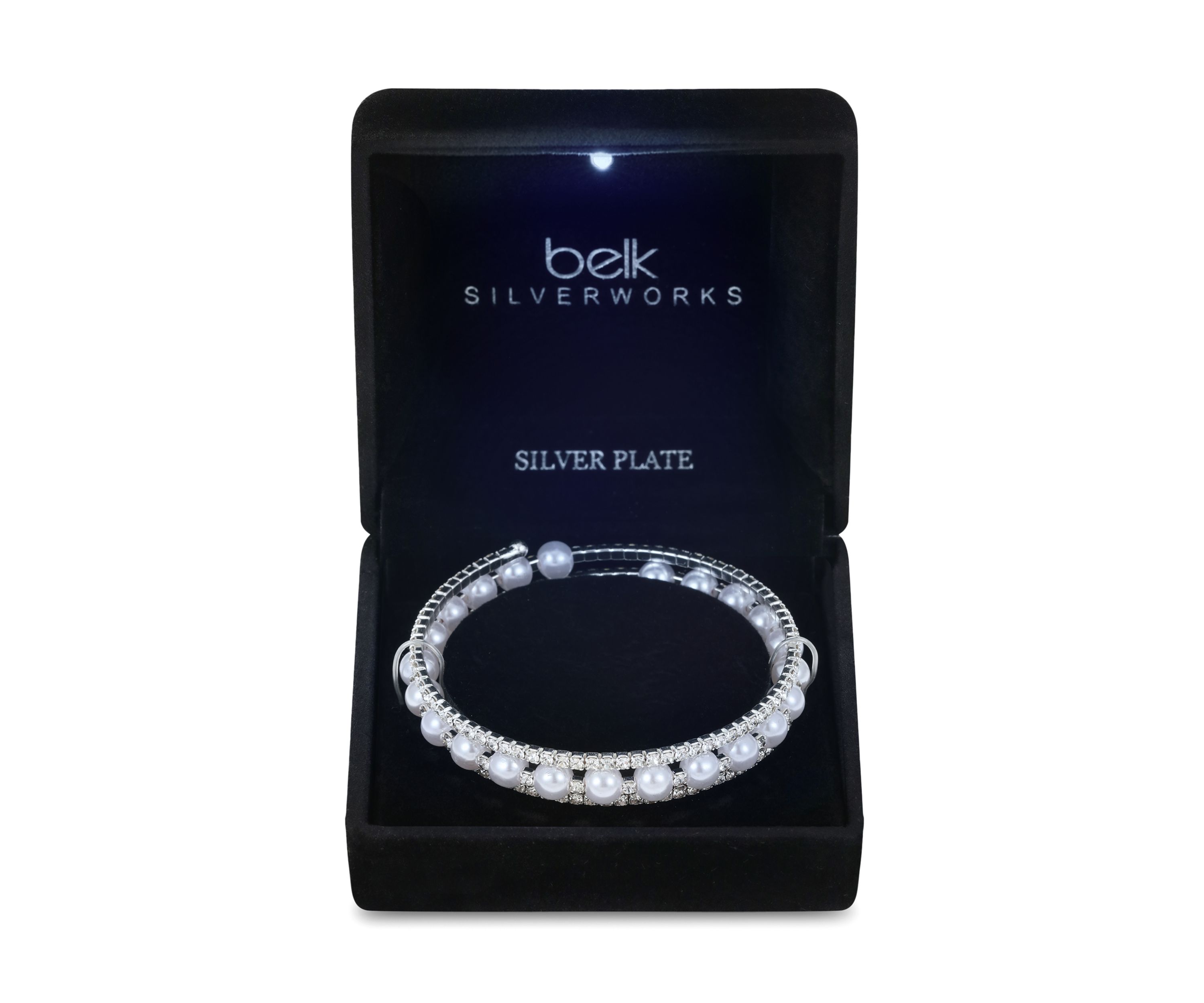 Lab Grown Genuine Crystal and Pearl Coil Tennis Bracelet