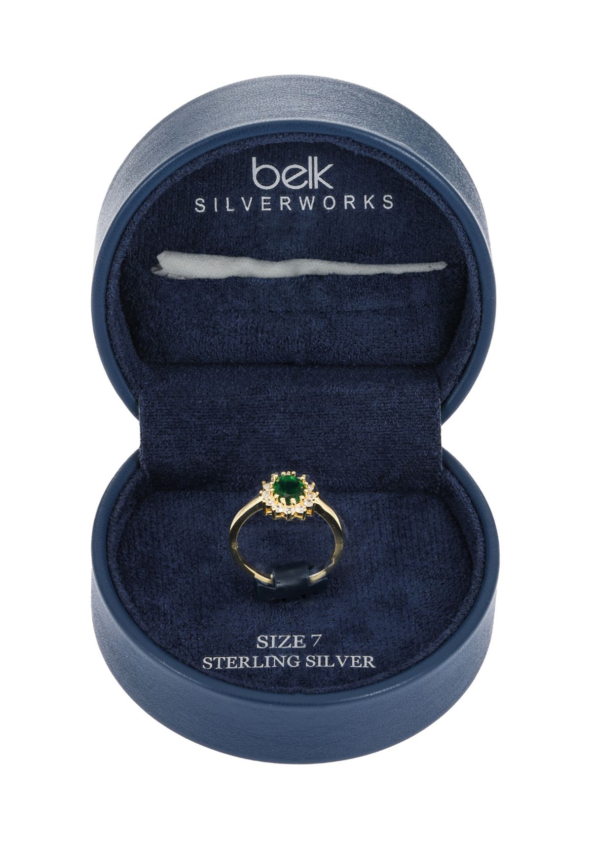 Lab Grown Sterling Silver Emerald Oval with CZ Halo Ring