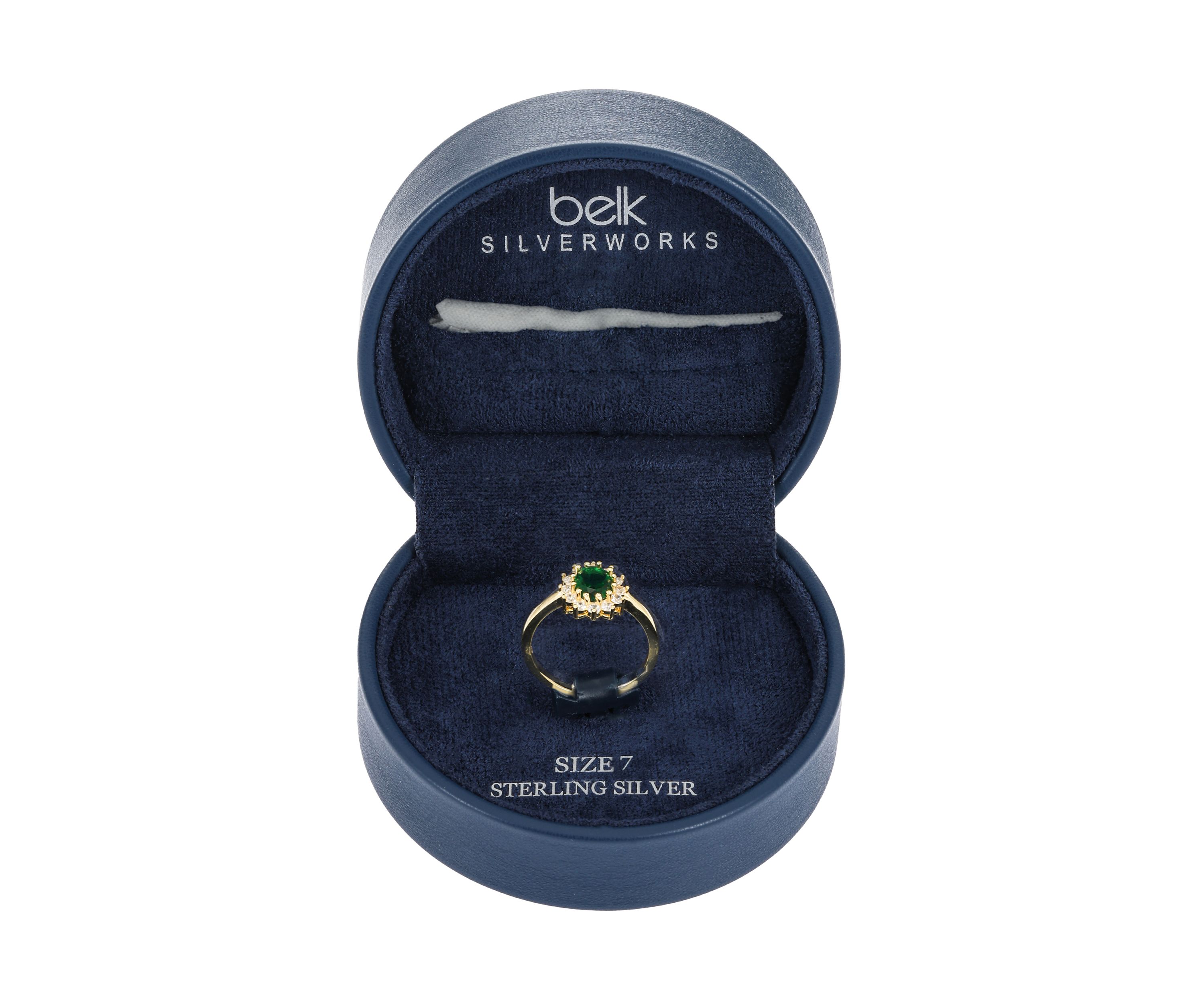 Lab Grown Sterling Silver Emerald Oval with CZ Halo Ring