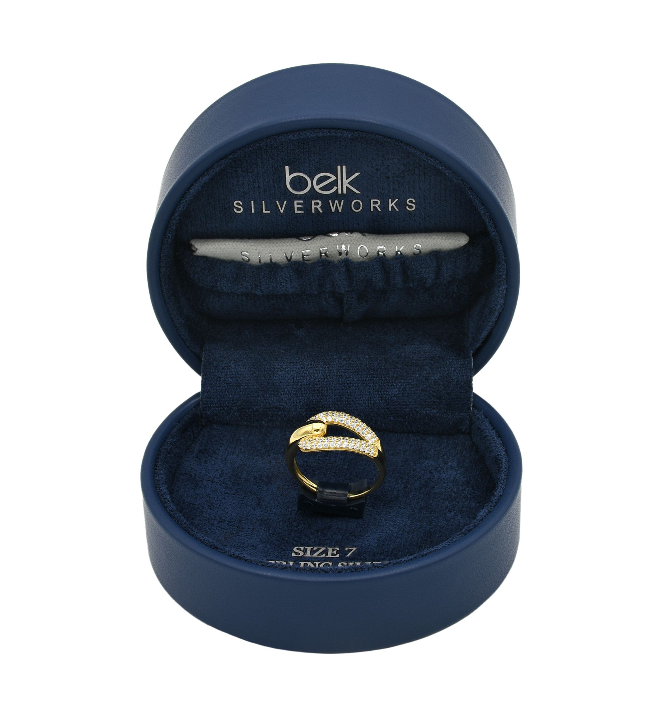 Lab Grown Gold Over Sterling Silver Pave CZ Open Hook Ring