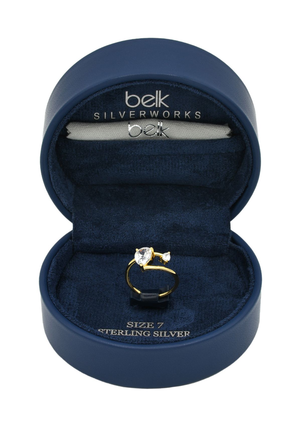 Lab Grown Gold Over Sterling Silver Pear CZ and Open Wrap Ring