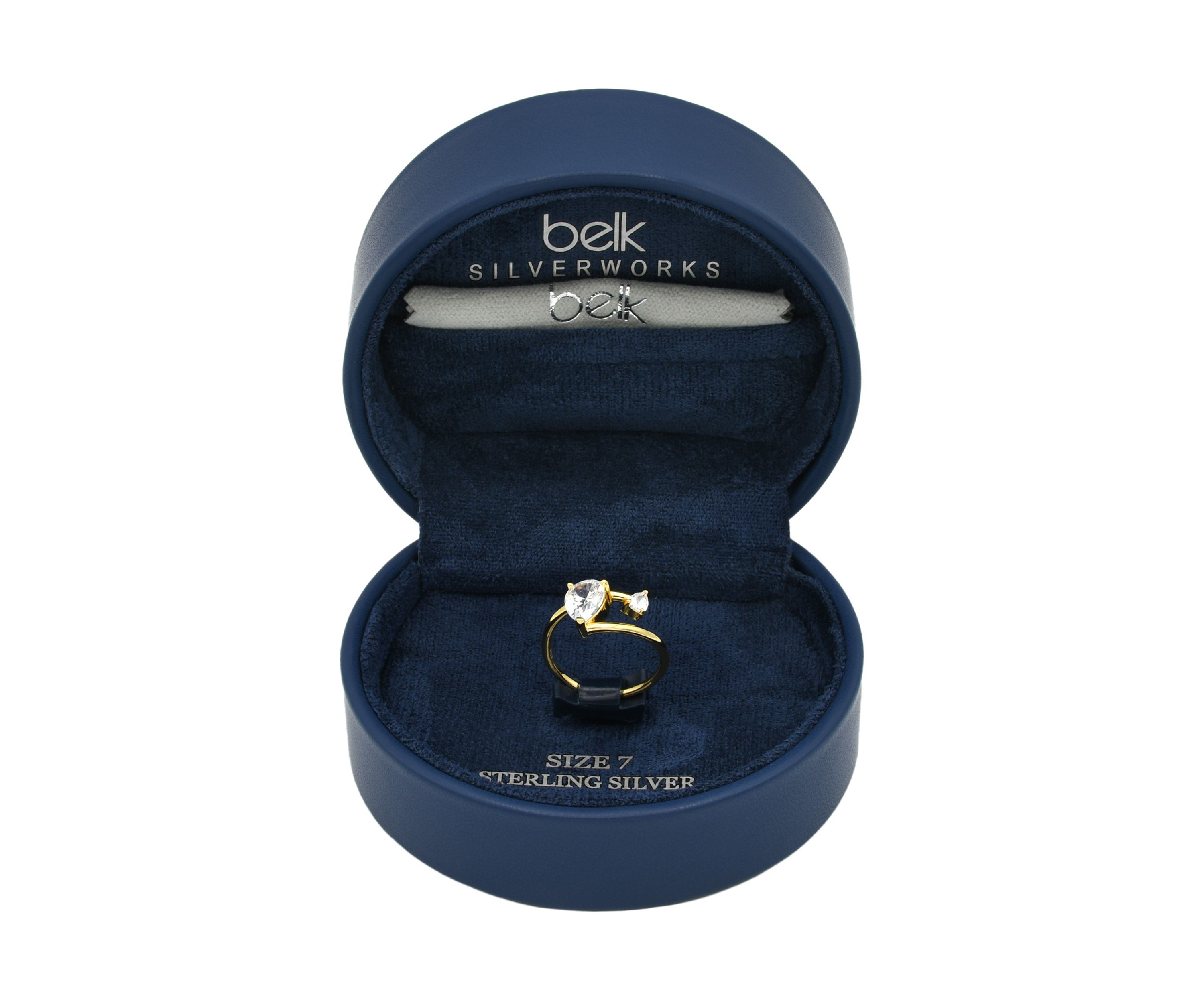 Lab Grown Gold Over Sterling Silver Pear CZ and Open Wrap Ring