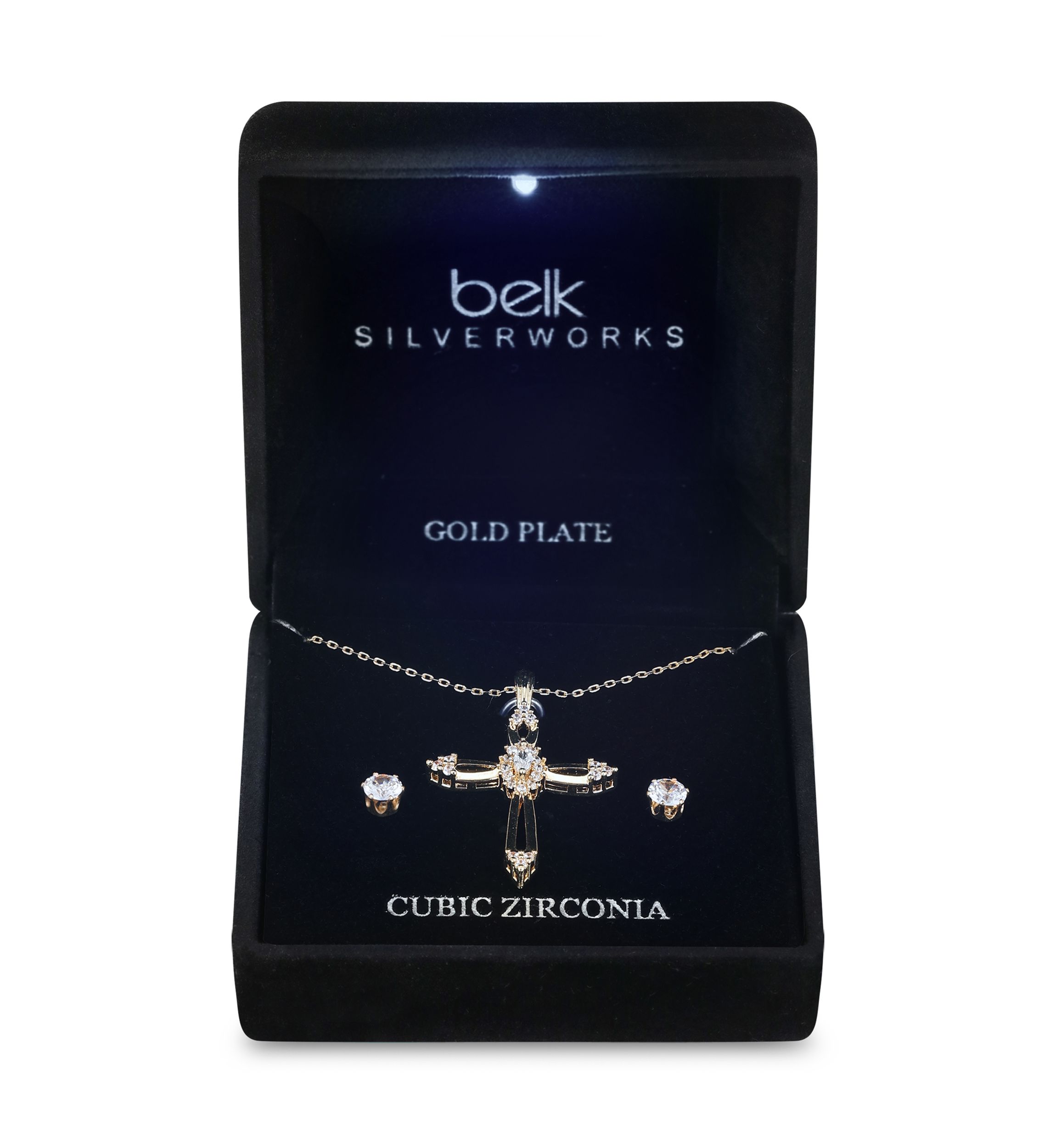 Lab Grown Cubic Zirconium Cross Necklace and Earring Set