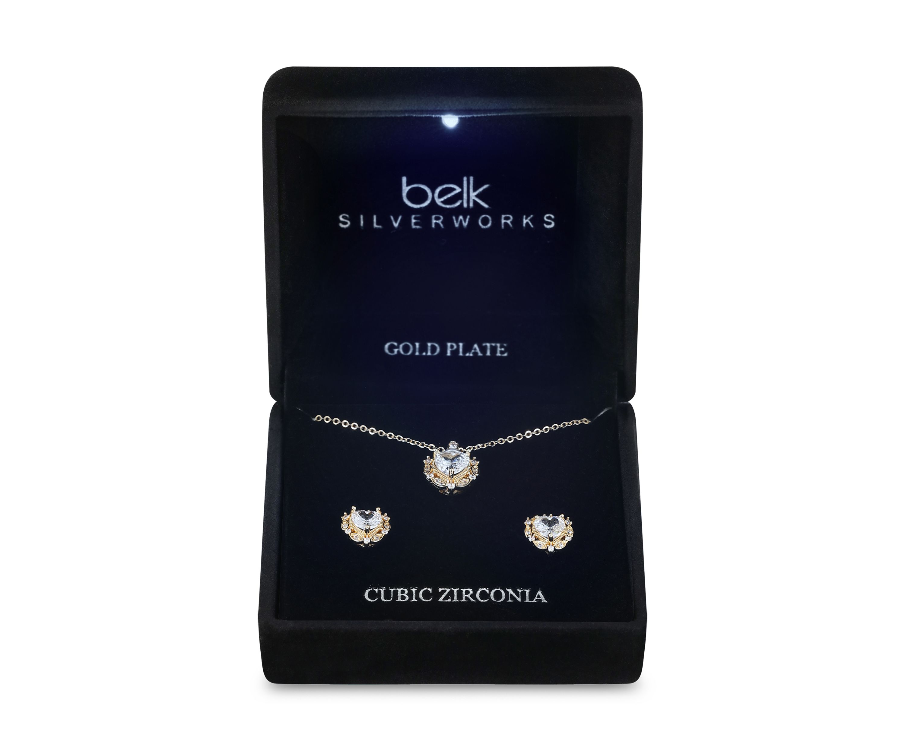 Lab Grown Heart Halo Pendant Necklace and Stud Earrings Set