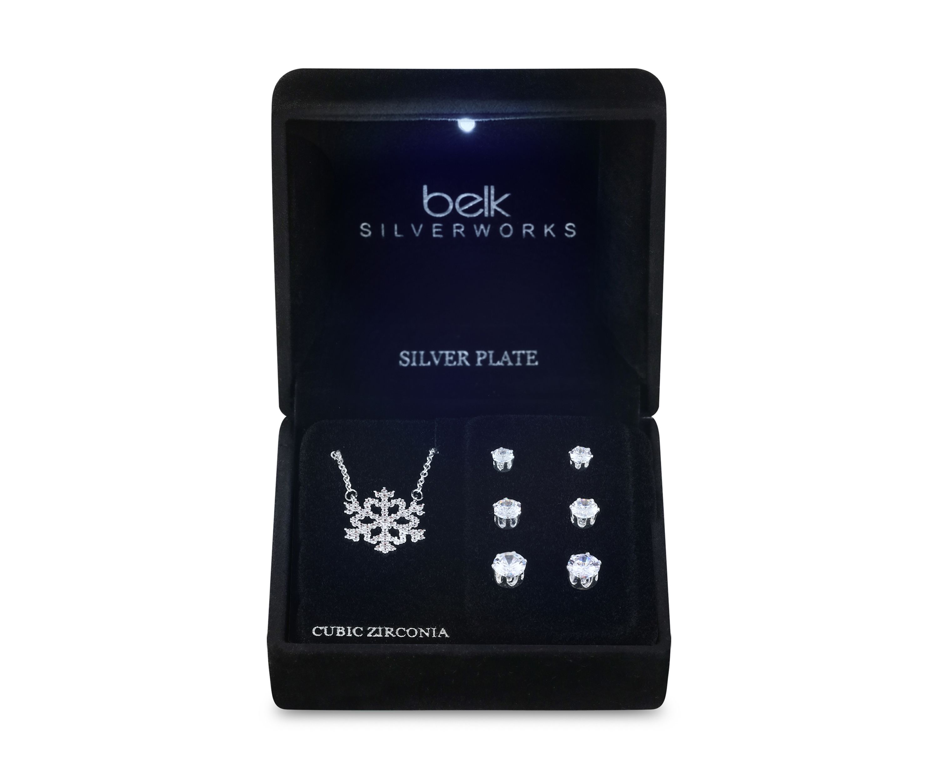 Snowflake Cubic Zirconia Necklace and Three Earrings Set 