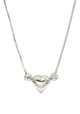 Belk Sterling Silver Gold Over Sterling Silver Polished Heart Bead Necklace, 18 in