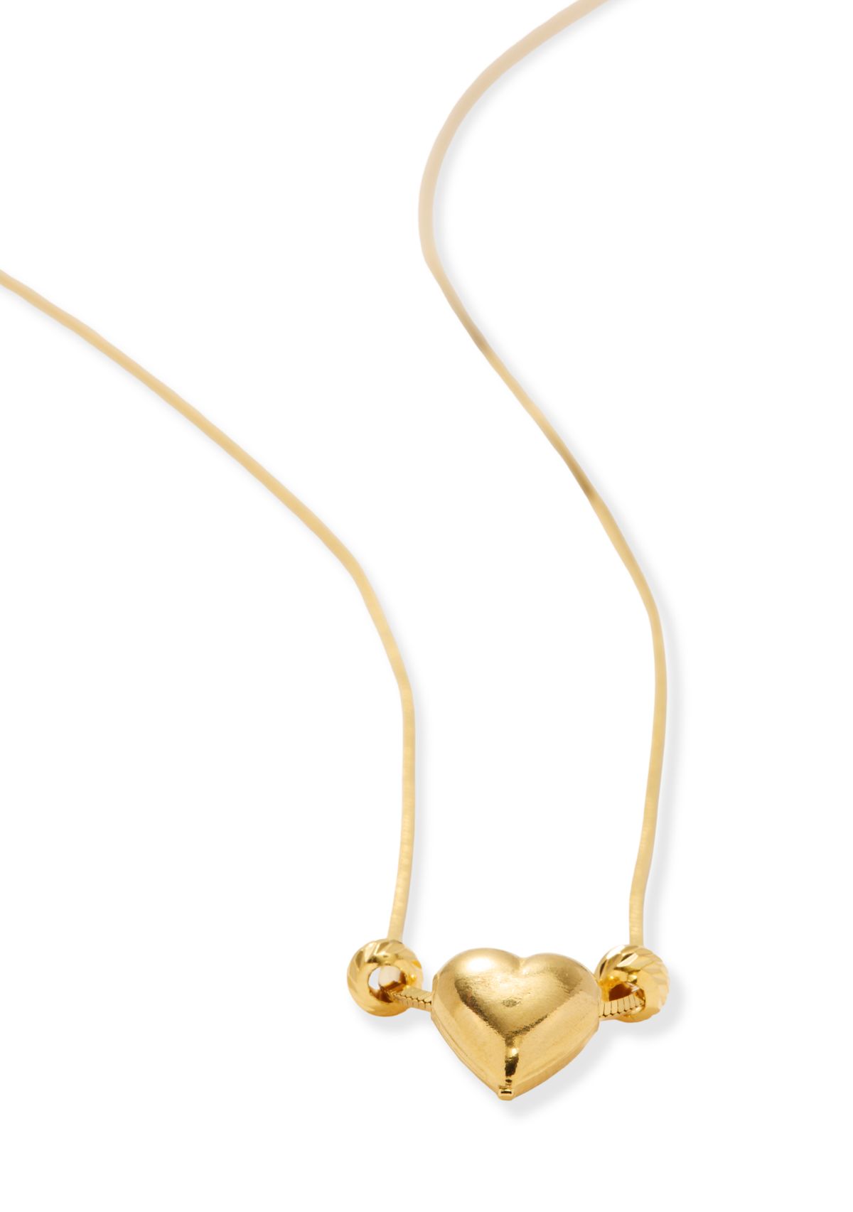 Gold Over Sterling Silver Polished Heart Bead Necklace