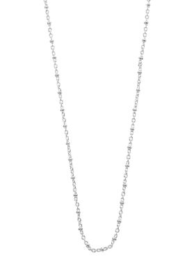 Belk Silverworks Fine Gold Plated Beaded Station Chain Necklace, Silver, 18 in