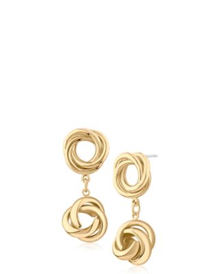 Jardin Twist Double Drop Circle Earrings, Gold