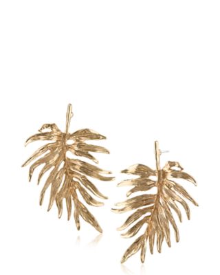 Jardin Drop Feather Statement Earrings, Gold