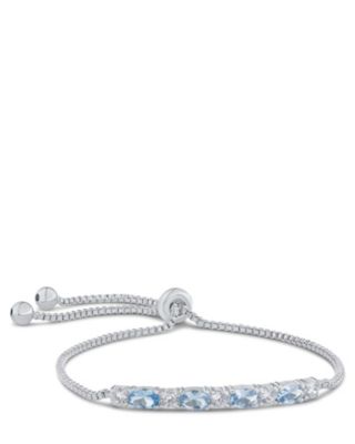 CZ by Kenneth Jay Lane Oval and Round CZ Bolo Bracelet, Silver