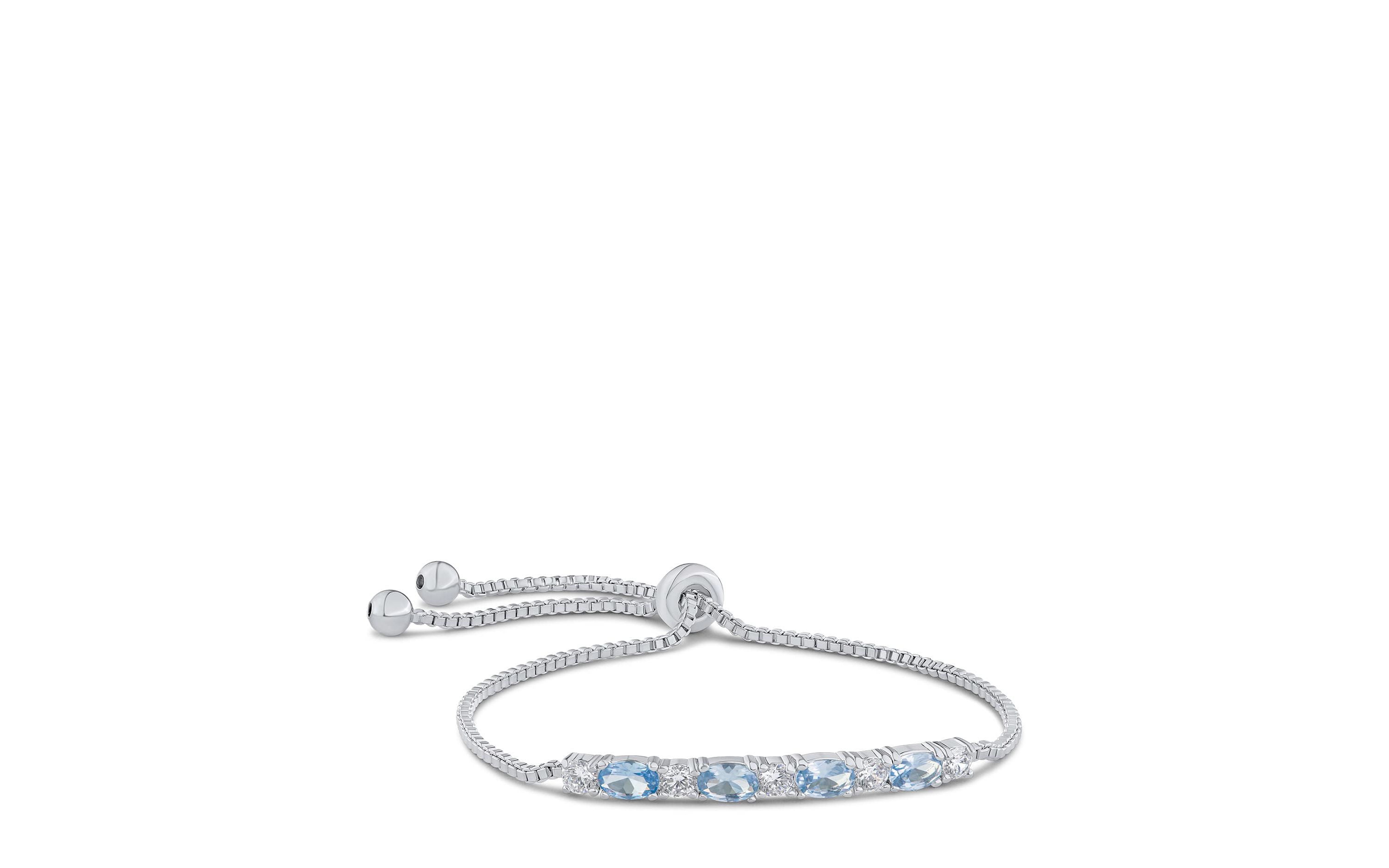Oval and Round CZ Bolo Bracelet