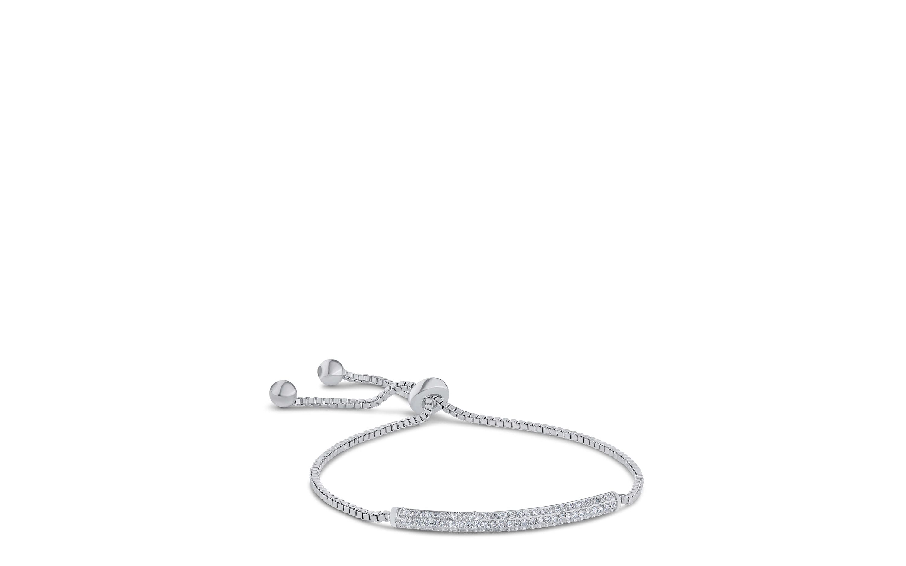 Pave CZ Bar Bolo Bracelet