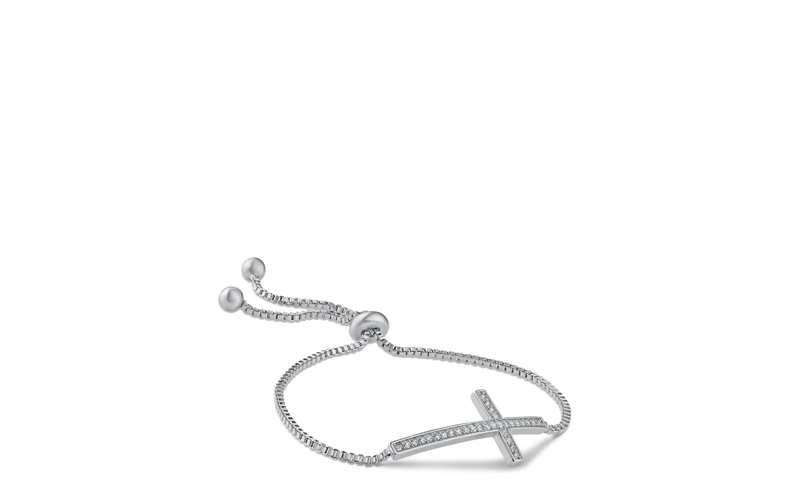 CZ Cross Bolo Bracelet