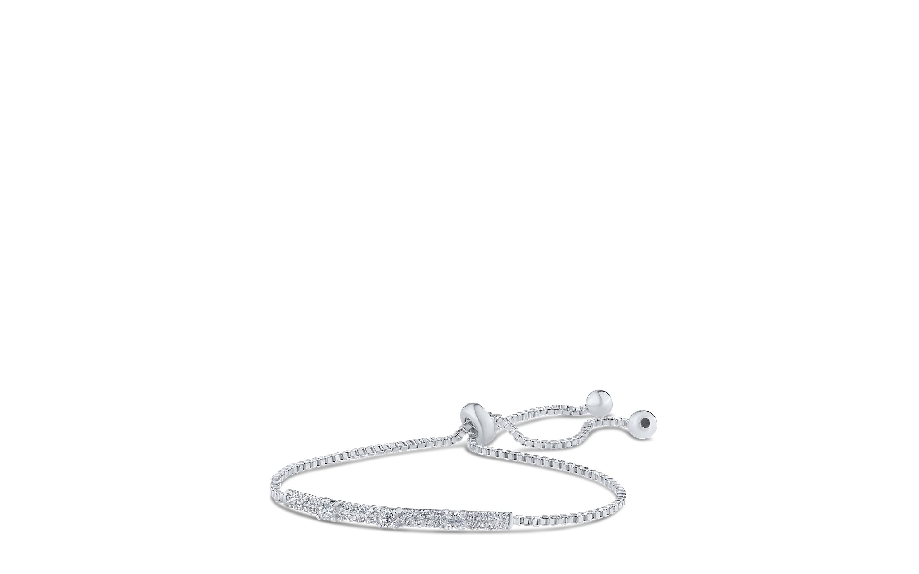 Pave CZ Bar Bolo Bracelet