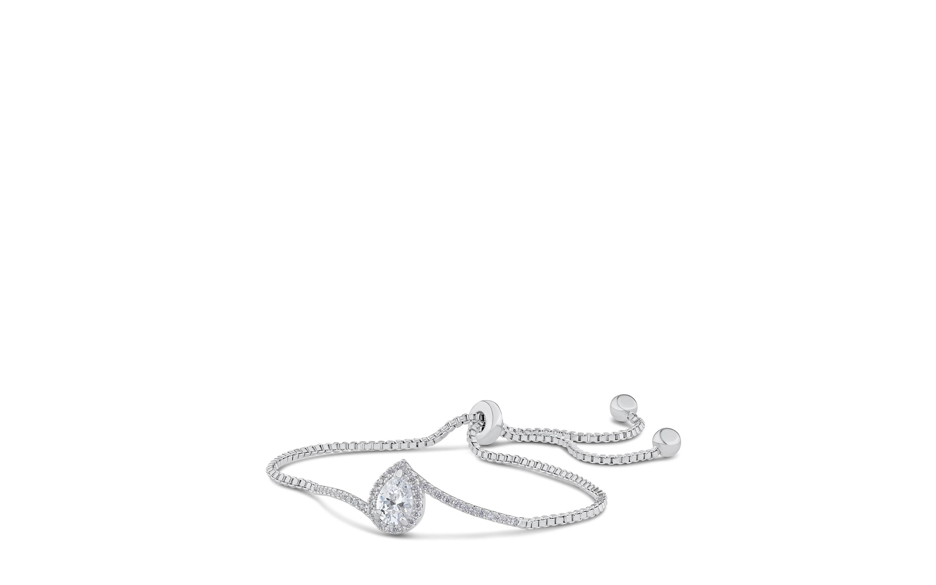 Pave CZ Pear Bolo Bracelet