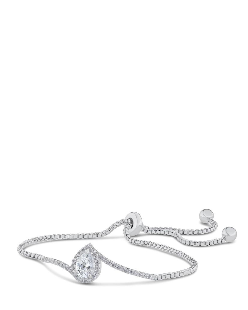 Pave CZ Pear Bolo Bracelet
