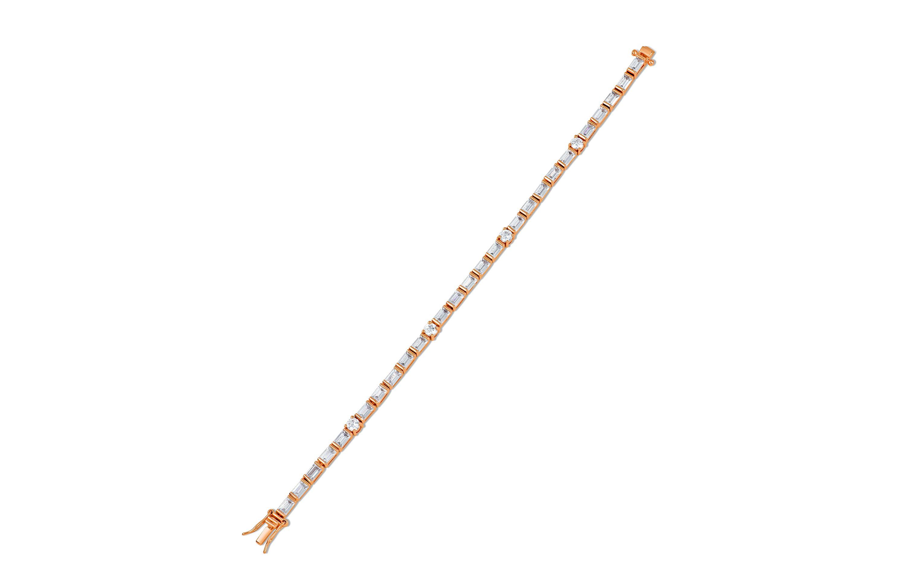 Baguette and Round CZ Tennis Bracelet