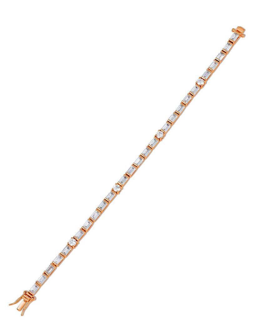 Baguette and Round CZ Tennis Bracelet