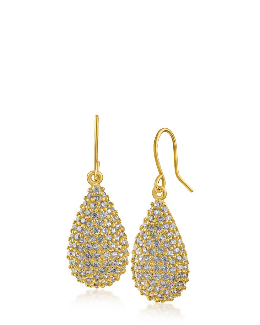 Pave CZ Teardrop Earrings
