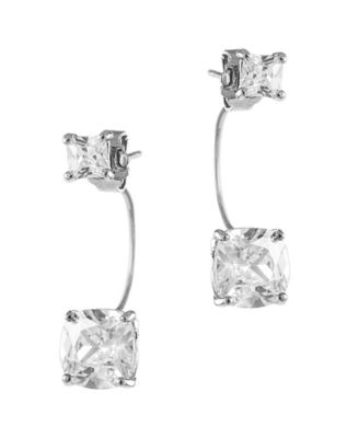 CZ by Kenneth Jay Lane Cushion CZ Jacket Earrings
