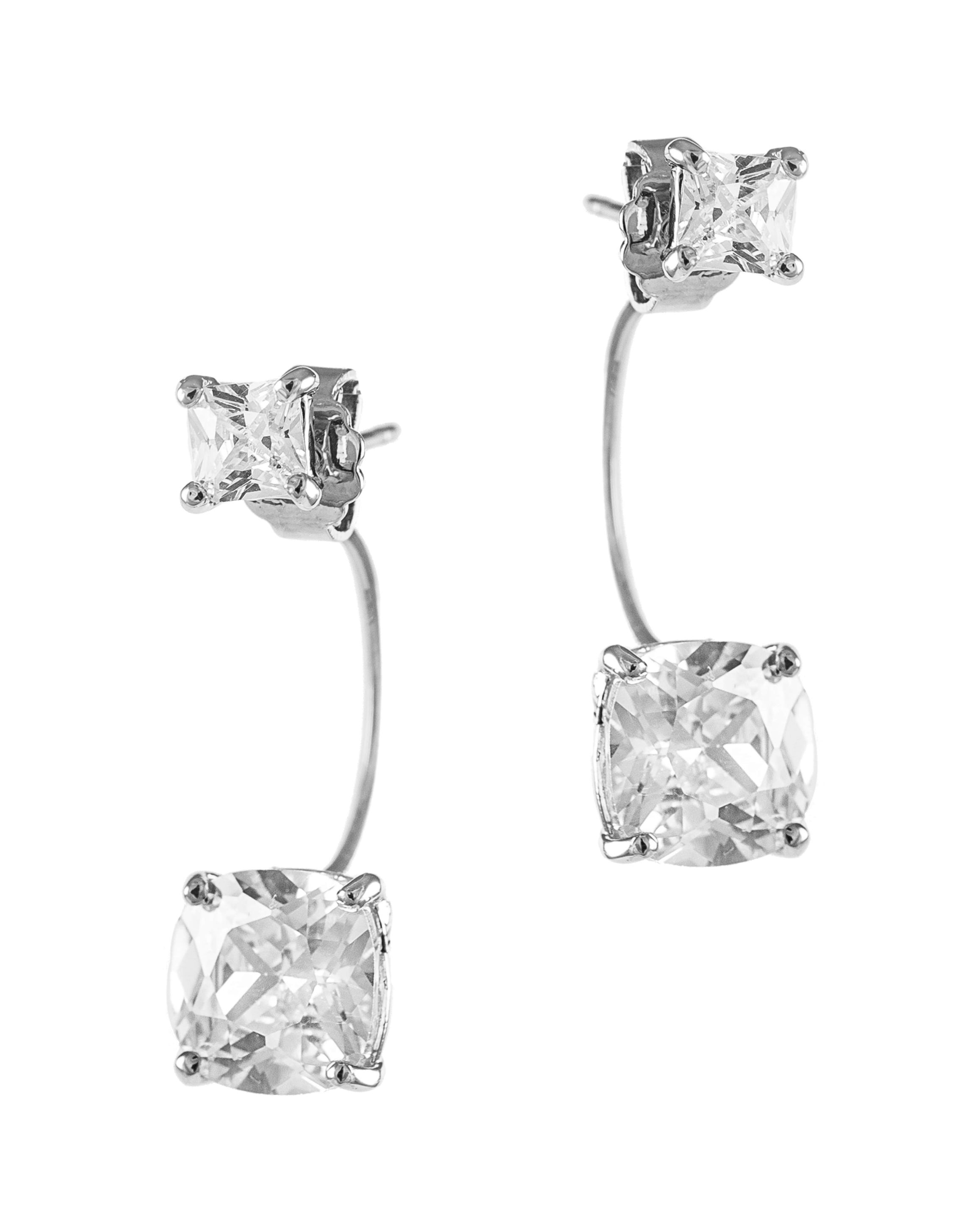 Cushion CZ Jacket Earrings