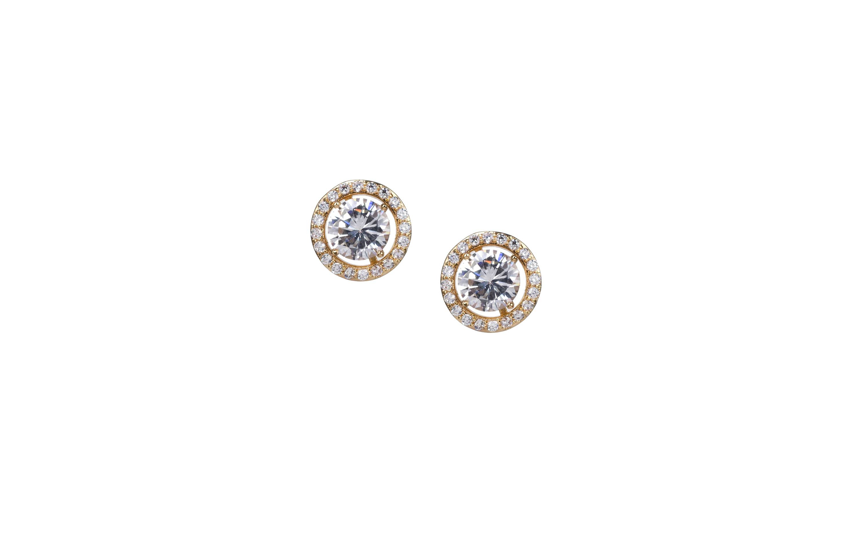 Pave CZ Round Halo Earrings
