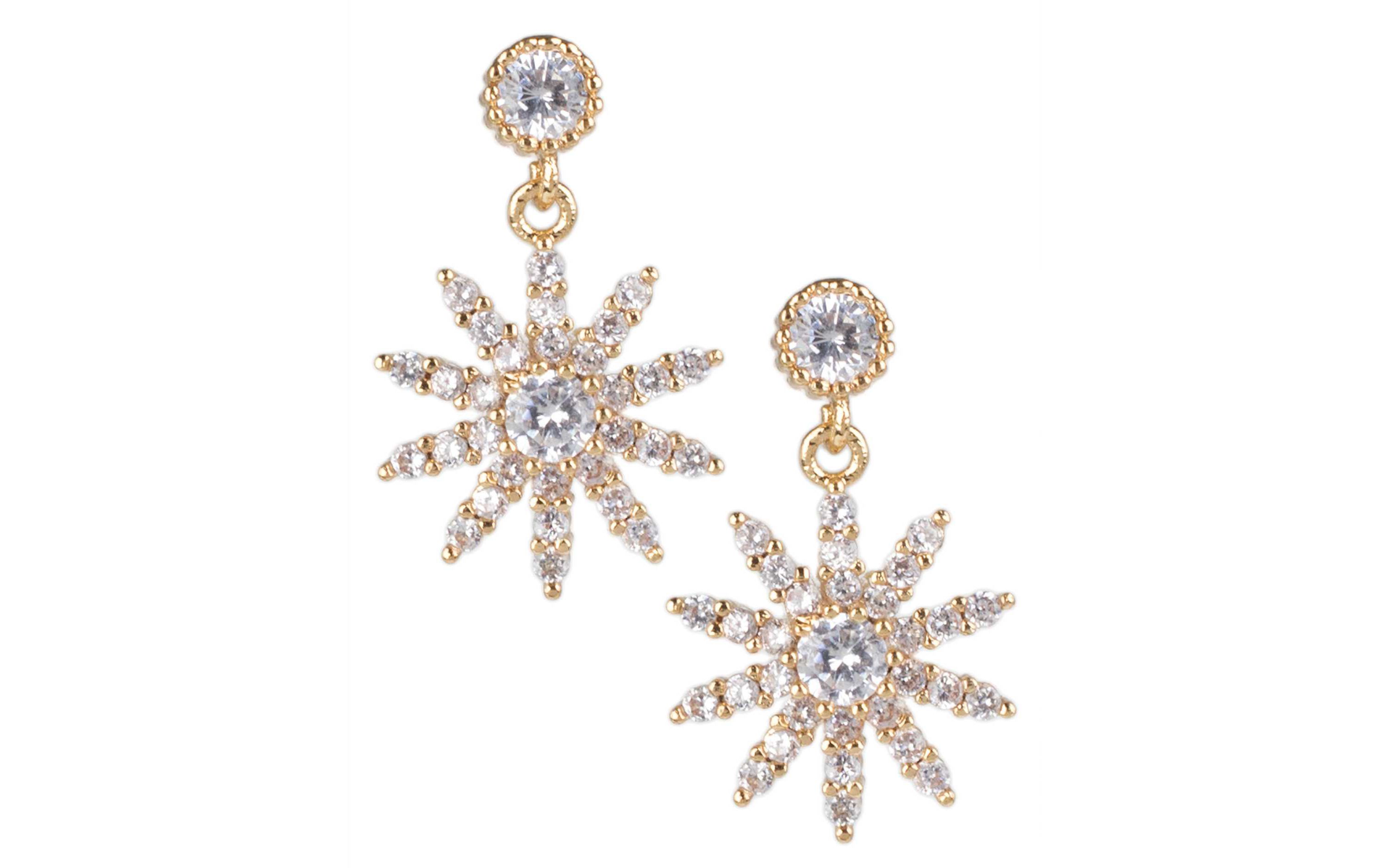 Starburst CZ Drop Earrings