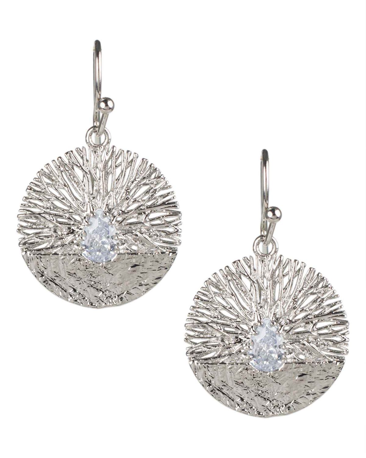 Drop CZ Disc Earrings