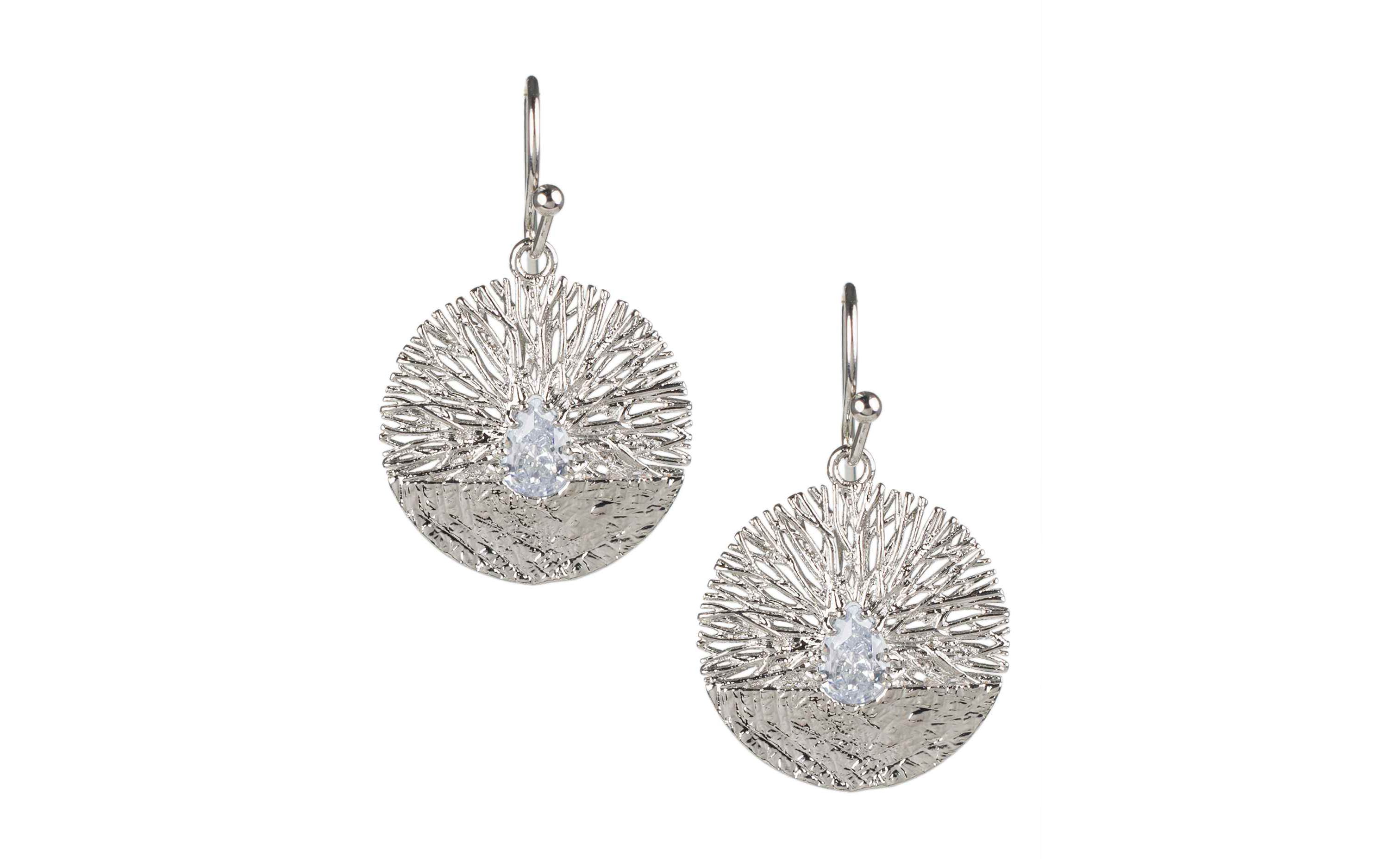 Drop CZ Disc Earrings