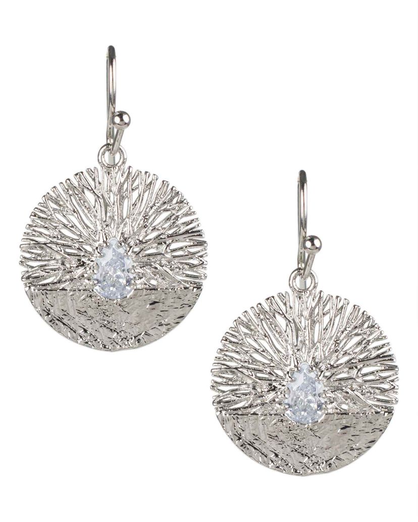 Drop CZ Disc Earrings