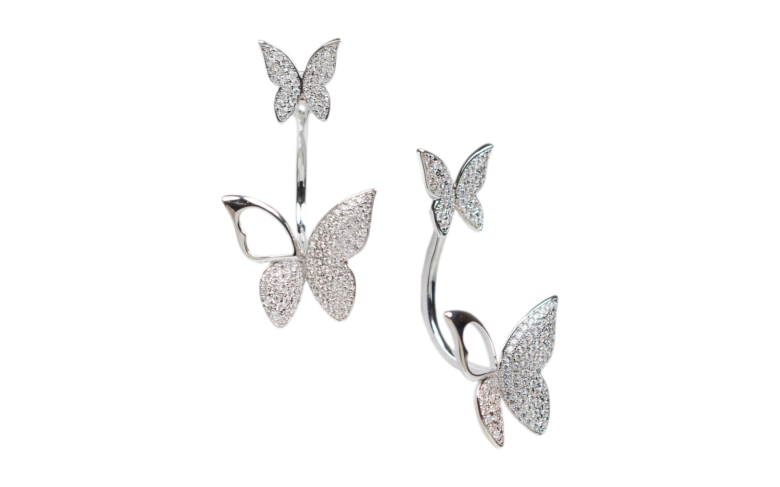 Butterfly CZ Jacket Earrings